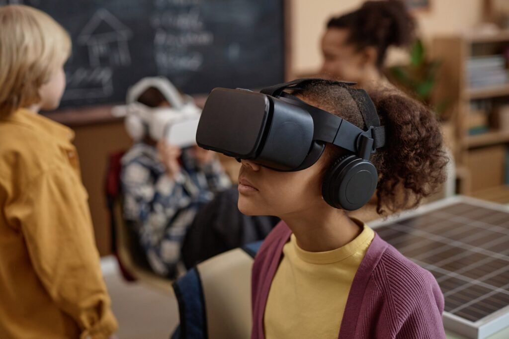 Black Girl Wearing VR Headset in Class